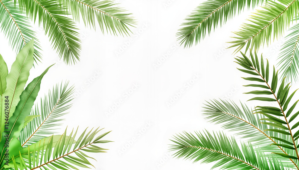 Lush greenery framing blank space, vibrant jungle serenity Lush greenery framing blank space, vibrant jungle serenity