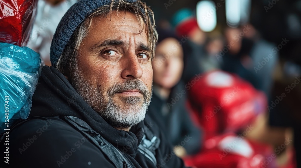 A man with gray hair reflects with a thoughtful expression in a busy setting, encapsulating a moment of introspection amidst a lively backdrop of activity and color. A man with gray hair reflects with a thoughtful expression in a busy setting, encapsulating a moment of introspection amidst a lively backdrop of activity and color.