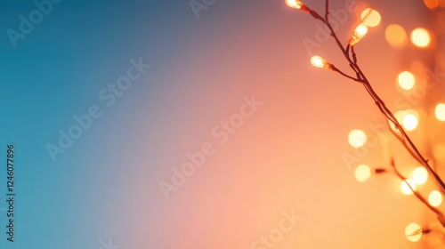 Warm glowing lights against a soft gradient background