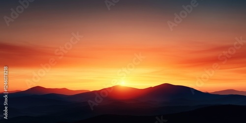Breathtaking sunset over mountain silhouettes