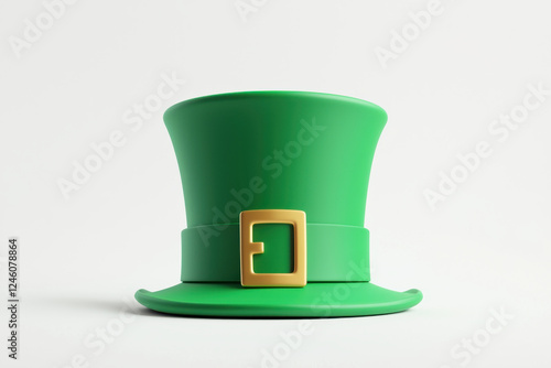 A vibrant green leprechaun hat with a golden buckle, perfect for festive celebrations. isolated on white background. photo