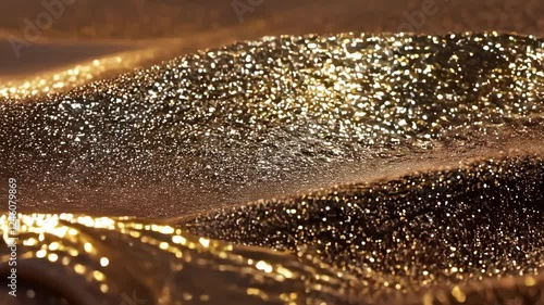 Color of the Year 2025 Mocha Mousse. The background is blurred with glitter in the color of 2025. A beautiful luxury background for work or advertising