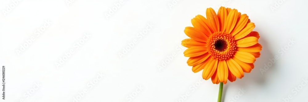 Single orange gerbera flower on a white background, nature, bloom, details Single orange gerbera flower on a white background, nature, bloom, details