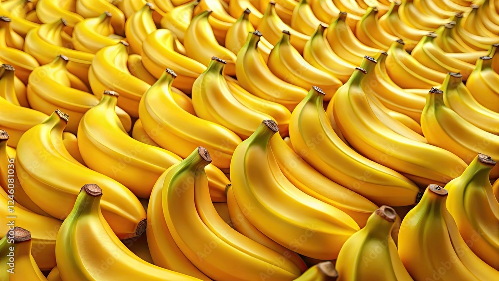 Obraz premium Surreal, high-depth-of-field banana photography creates an infinite, repeating texture perfect for a wallpaper.