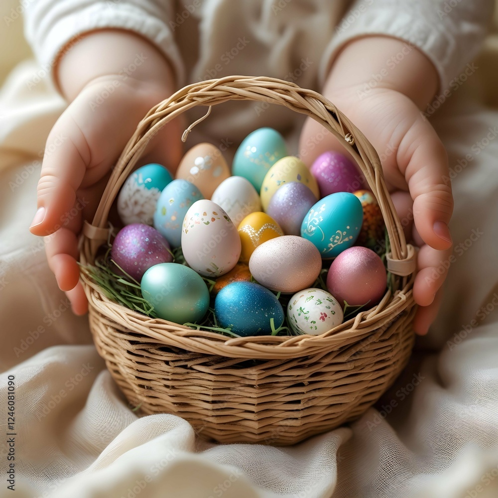 easter eggs in a basket easter eggs in a basket