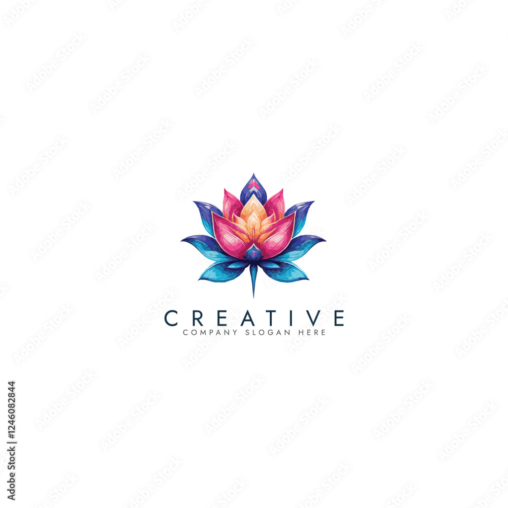 Abstract lotus logo vector design, Stylized lotus flower icon design Abstract lotus logo vector design, Stylized lotus flower icon design