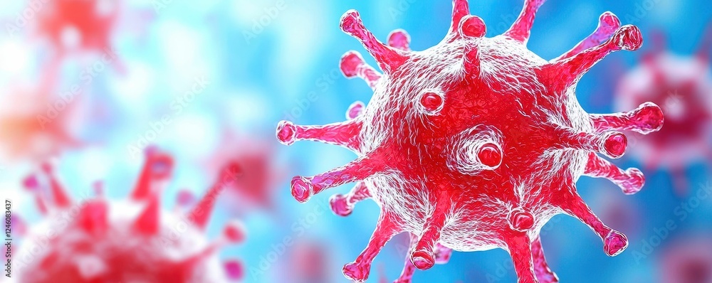 Microscopic view of a virus structure.