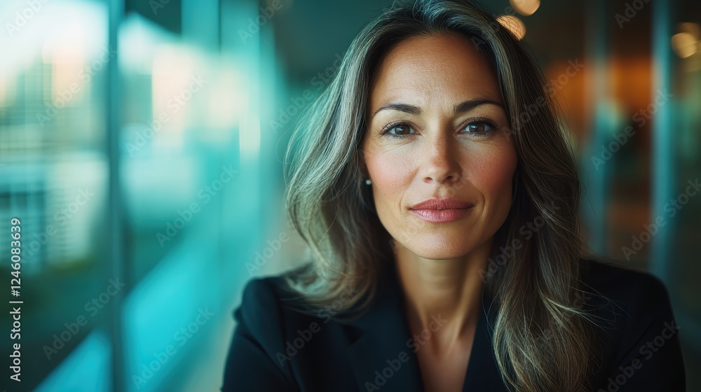 An elegant woman in a professional setting, radiating calm confidence with her soft smile and graceful presence, capturing the essence of modern professional life. An elegant woman in a professional setting, radiating calm confidence with her soft smile and graceful presence, capturing the essence of modern professional life.