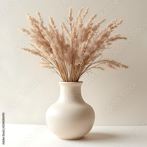 Elegant Beige Vase with Pampas Grass Home Decor Minimalist Interior Design