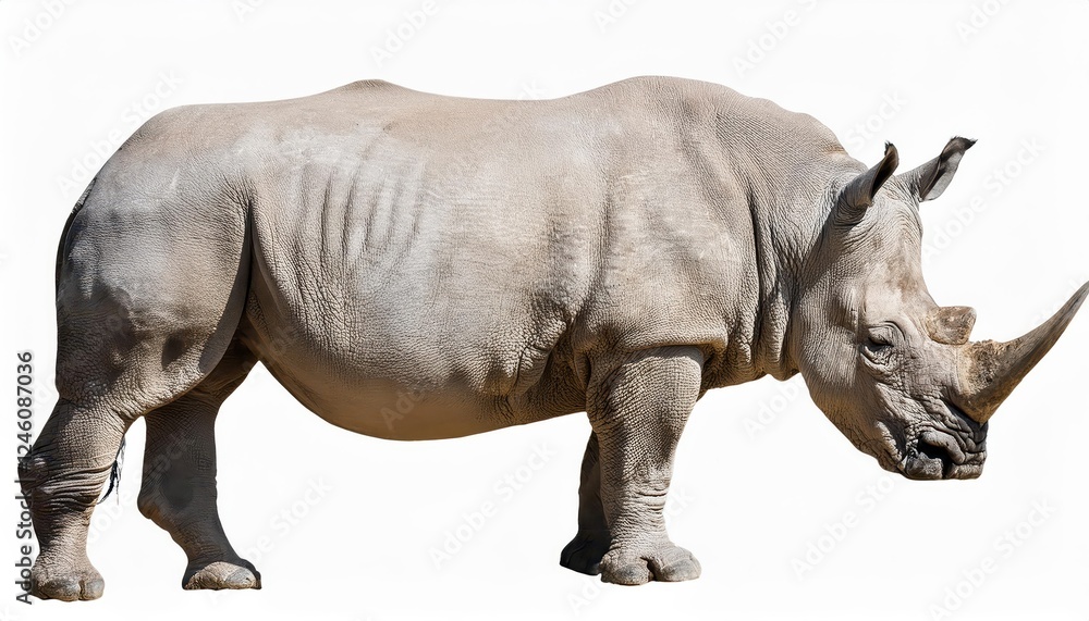 Striking White Rhinoceros in Transparent Background, Capturing Majesty and Power with Precision and Clarity Striking White Rhinoceros in Transparent Background, Capturing Majesty and Power with Precision and Clarity