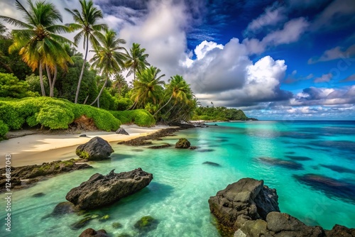 Surreal Idyllic Lefaga Beach, Samoa: Dreamlike Sand, Rocks & Turquoise Waters photo