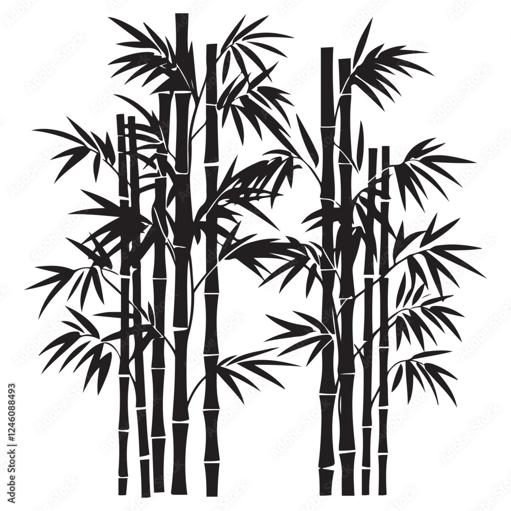 Obraz premium Bamboo silhouette vector illustration design