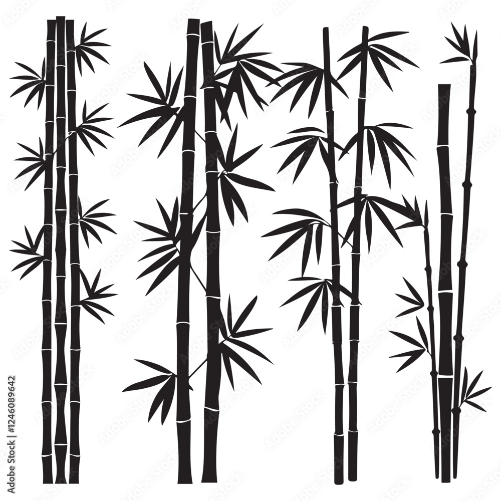 Naklejka premium Bamboo silhouette vector illustration design