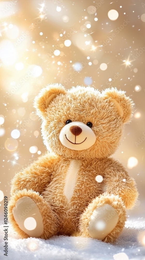 Adorable Teddy Bear in a Sparkling Winter Wonderland Adorable Teddy Bear in a Sparkling Winter Wonderland