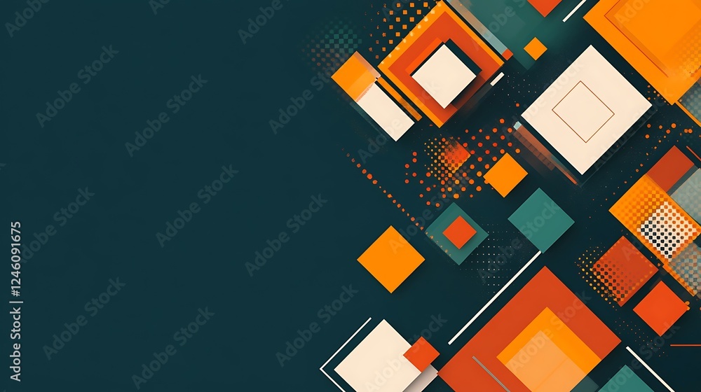 Abstract orange squares, dark background, design Abstract orange squares, dark background, design