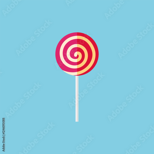 Flat vector colorful lollipop on blue background