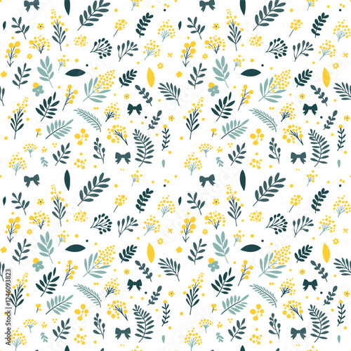 Spring seamless mimosa flowers. Summer yellow flowers fabric design