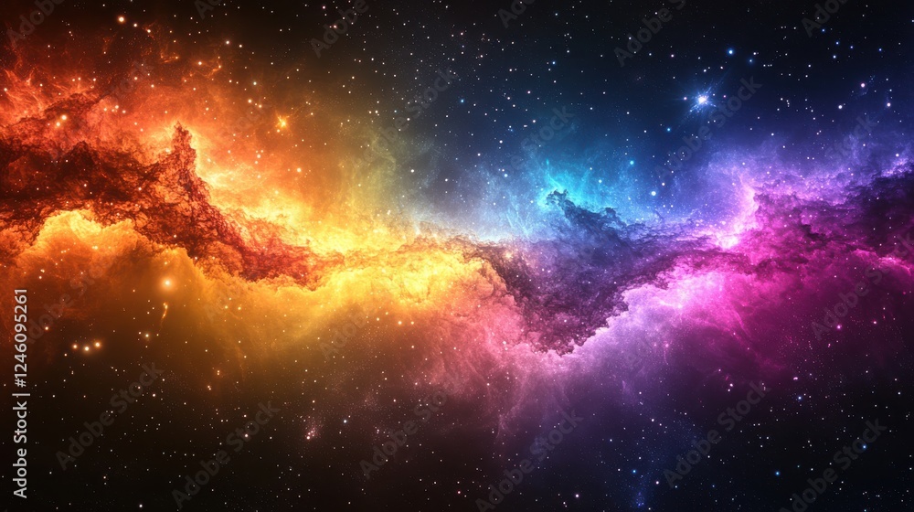 Fototapeta premium abstract galaxy background with bright stars and rainbow colors