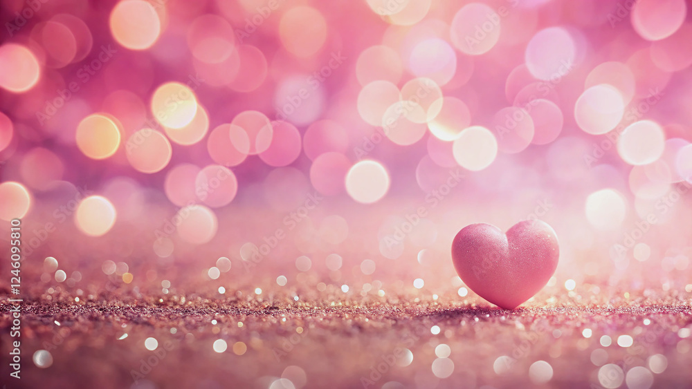 Romantic Pink Heart on Glittery Backgr Romantic Pink Heart on Glittery Backgr