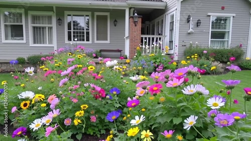 Wallpaper Mural house with flowers in front Torontodigital.ca