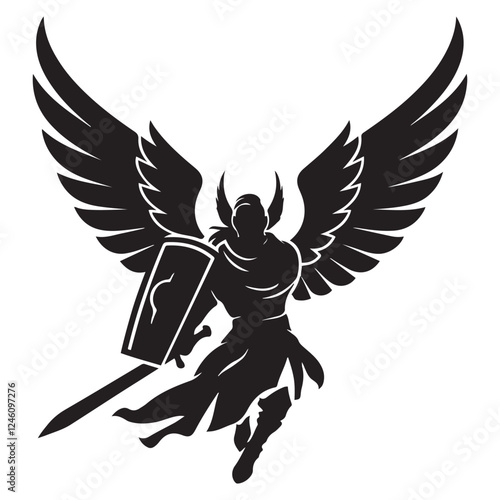 Valkyrie Warrior Esport Mascot silhouette vector