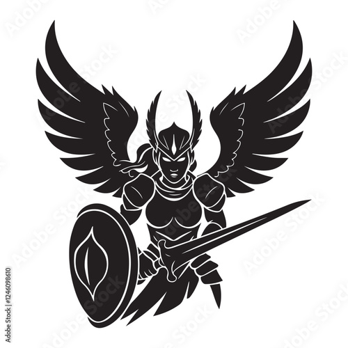 Valkyrie Warrior Esport Mascot silhouette vector