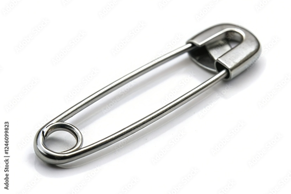 Isolated Open Safety Pin on White Background - Stock Photo Isolated Open Safety Pin on White Background - Stock Photo
