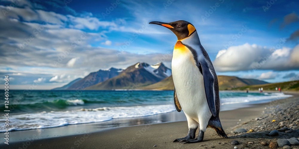 Fototapeta premium King Penguin on South Georgia's Stromness Beach - Wildlife Portrait