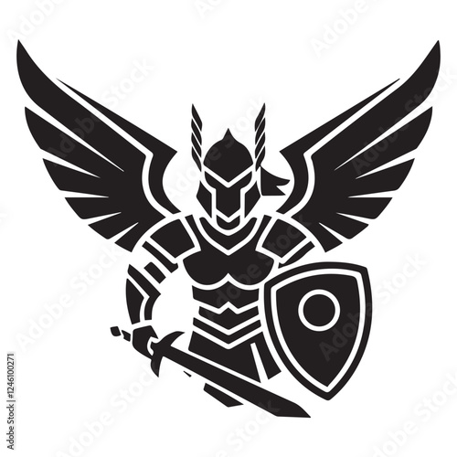 Valkyrie Warrior Esport Mascot silhouette vector