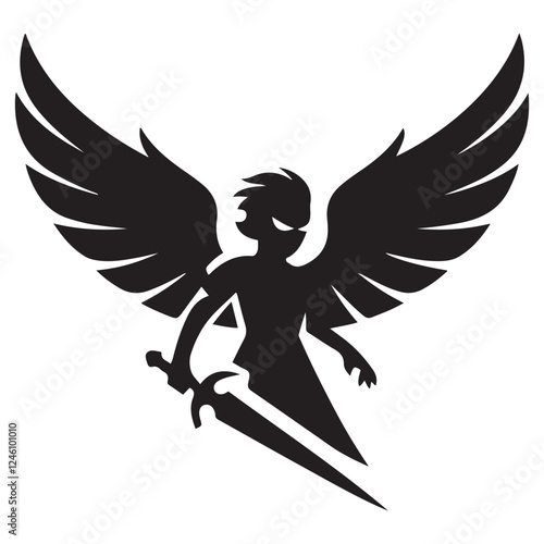 Valkyrie Warrior Esport Mascot silhouette vector