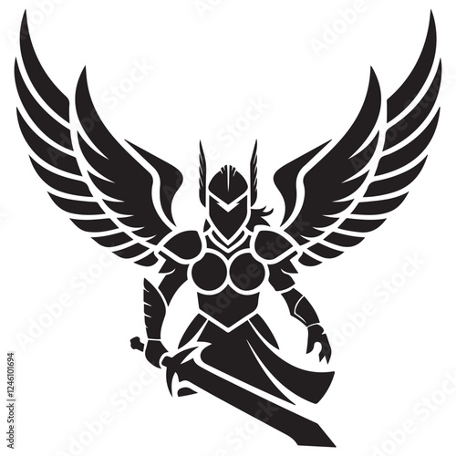 Valkyrie Warrior Esport Mascot silhouette vector