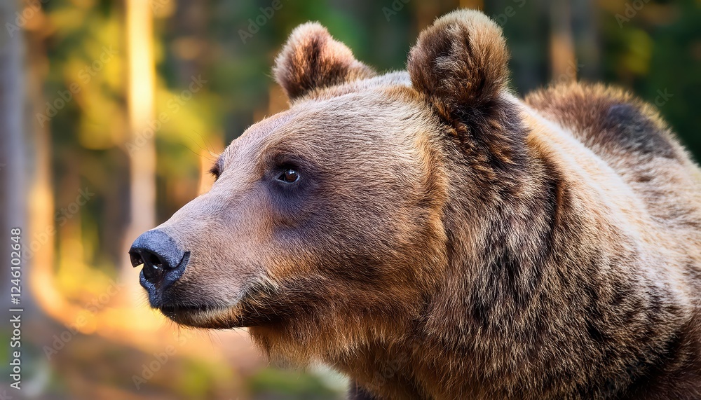 Striking Closeup of a Majestic Wild Brown Bear Ursus arctos in the Frosty Forest, Captured at Twilight with Deep Browns and Rustic Textures Amidst Snow and Conifers, Perfect for Nature Artwork Striking Closeup of a Majestic Wild Brown Bear Ursus arctos in the Frosty Forest, Captured at Twilight with Deep Browns and Rustic Textures Amidst Snow and Conifers, Perfect for Nature Artwork