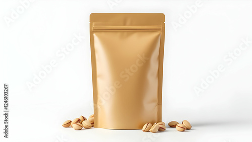 Standing pouch mockup for pistachios on a white background for branding photo