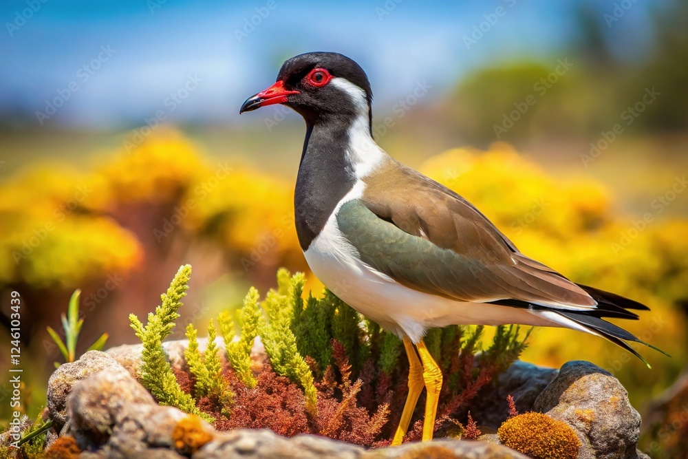 Red-wattled Lapwing in Australian Outback Landscape - Ground Nesting Bird Red-wattled Lapwing in Australian Outback Landscape - Ground Nesting Bird