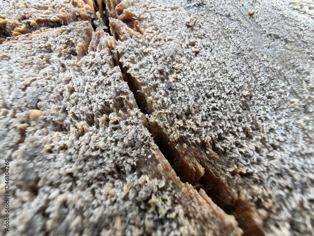 A piece of wood with a crack in it A piece of wood with a crack in it