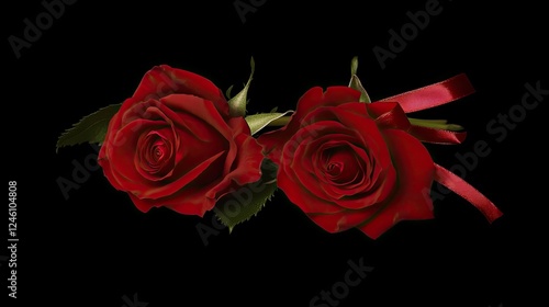 Wallpaper Mural A pair of red roses intertwined with a satin ribbon, creating an elegant symbol of love and devotion. Torontodigital.ca
