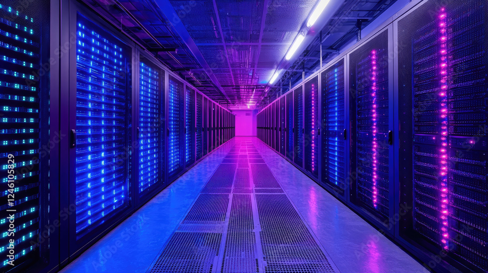 A modern server room with glowing blue lights, representing the backbone of digital security and data storage. A modern server room with glowing blue lights, representing the backbone of digital security and data storage.