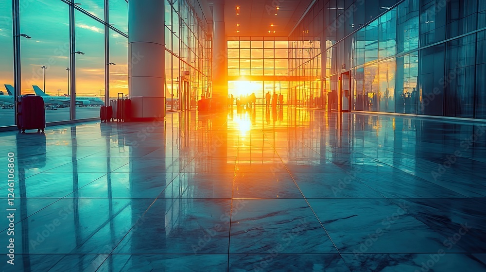 A collection of vibrant travel-themed images fA collection of vibrant travel-themed images featuring suitcases, airport terminals, airplanes A collection of vibrant travel-themed images fA collection of vibrant travel-themed images featuring suitcases, airport terminals, airplanes