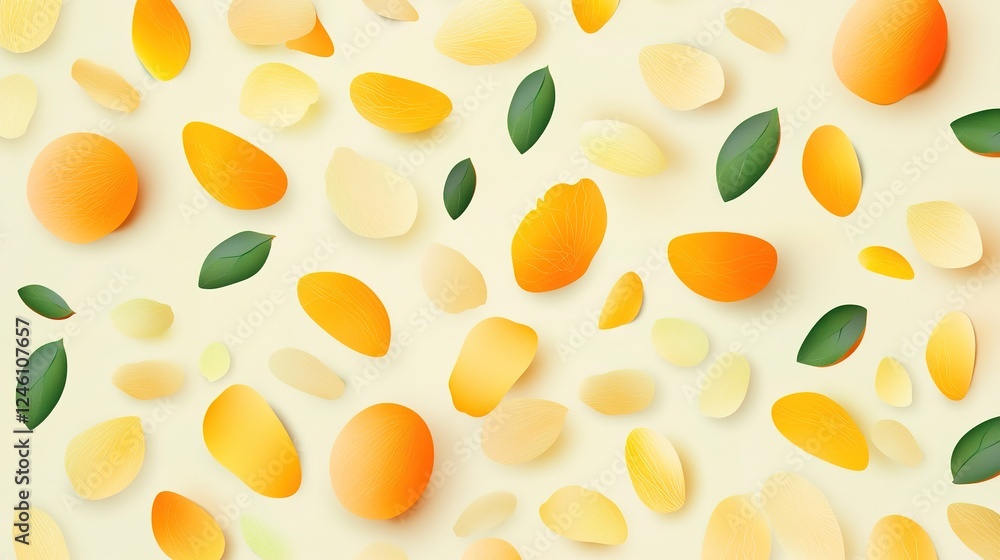 Seamless abstract pattern with minimal plants, fruits, and leaves for natural design themes Seamless abstract pattern with minimal plants, fruits, and leaves for natural design themes