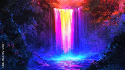 Wallpaper Mural Vibrant Waterfall Cascading Through Lush Tropical Forest Torontodigital.ca