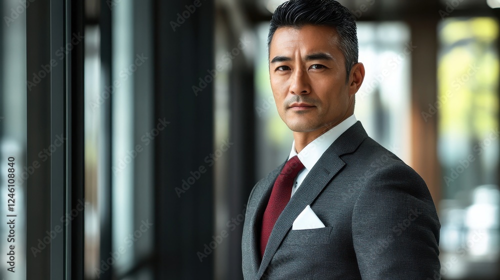Confident businessman in formal suit looking at camera indoors at modern office Confident businessman in formal suit looking at camera indoors at modern office