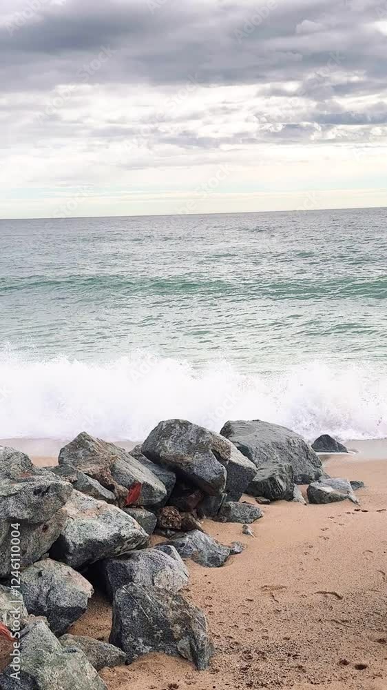 Ocean Waves Flowing Over Shoreline Rocks in Slow Motion. Ocean Waves Flowing Over Shoreline Rocks in Slow Motion.
