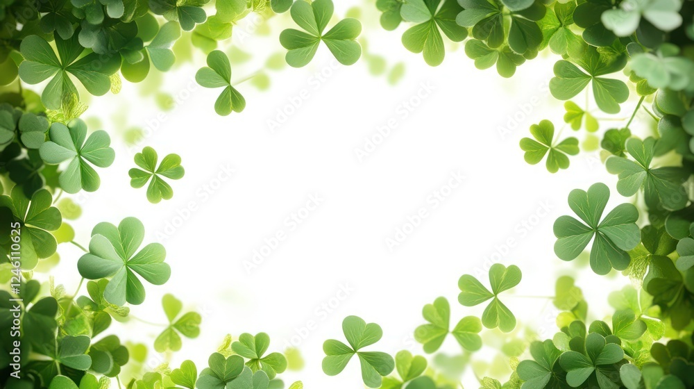 Shamrock frame, spring, white background, design Shamrock frame, spring, white background, design