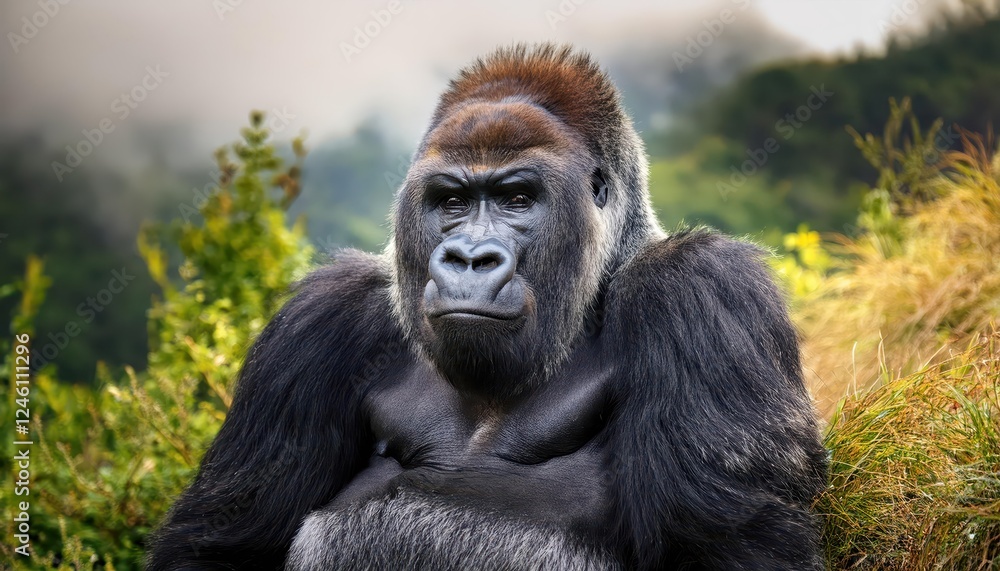 Stunning CloseUp of a Rare Mountain Gorilla in its Natural Habitat, Showcasing the Beauty and Endangerment of these Majestic Creatures in their African Wilderness Stunning CloseUp of a Rare Mountain Gorilla in its Natural Habitat, Showcasing the Beauty and Endangerment of these Majestic Creatures in their African Wilderness