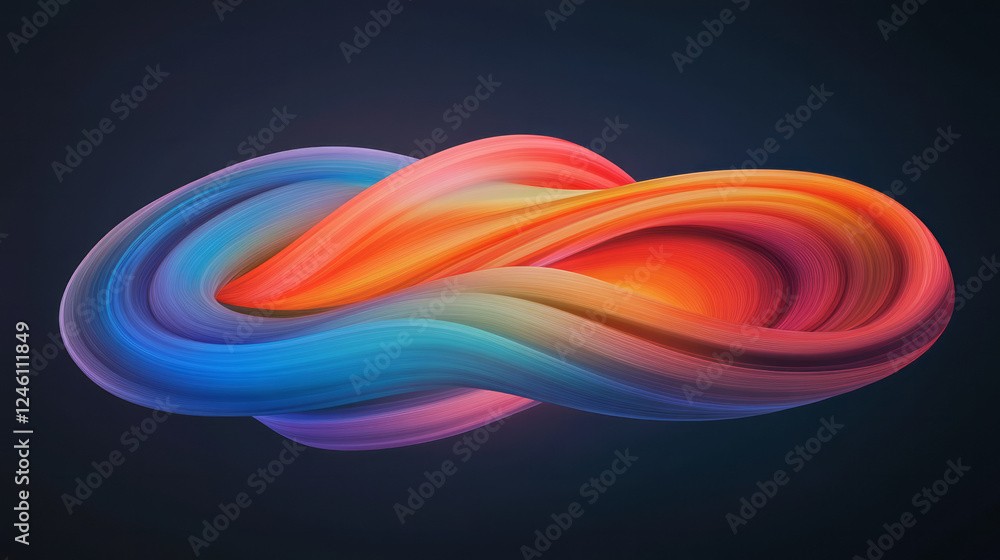 Obraz premium A stunning digital composition showing an elliptical form with vivid stripes of red, orange,