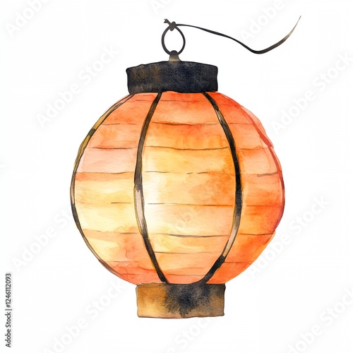 Wallpaper Mural Watercolor painting of a lantern with a rope hanging from it Torontodigital.ca