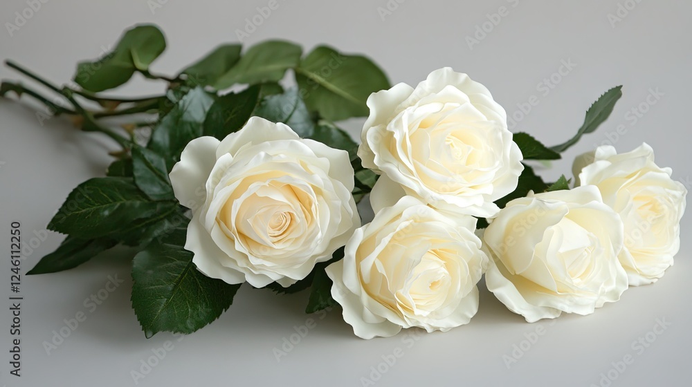 A simple and elegant white rose arrangement on a light-colored surface, leaving room for a quote or message. A simple and elegant white rose arrangement on a light-colored surface, leaving room for a quote or message.