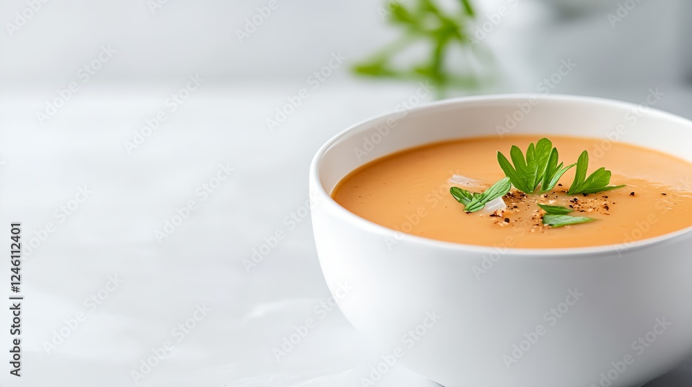 Bowl of soup with parsley on top Bowl of soup with parsley on top