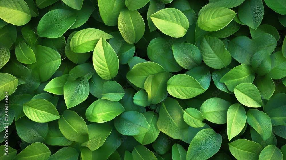 Fresh and vibrant tropical green leaves background, asymmetrical composition Fresh and vibrant tropical green leaves background, asymmetrical composition