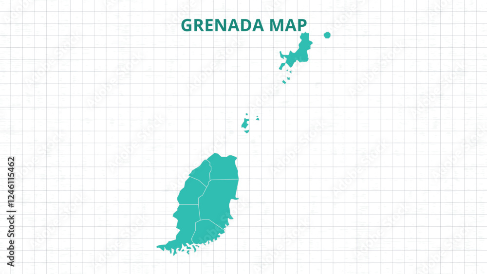 Fototapeta premium A Map highlighting Grenada Map, Grenada modern map with Grey Color Hi detailed Vector, geographical borders